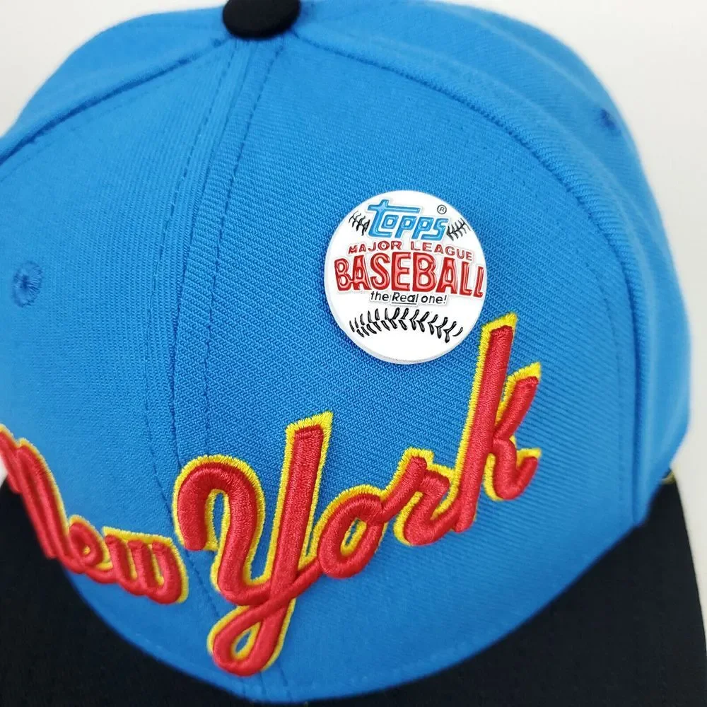 NY Yankees Mitchell & Ness MLB Fitted 7 1/4 Flatbill Hat‎ Cap 3D Logo Blue NWT